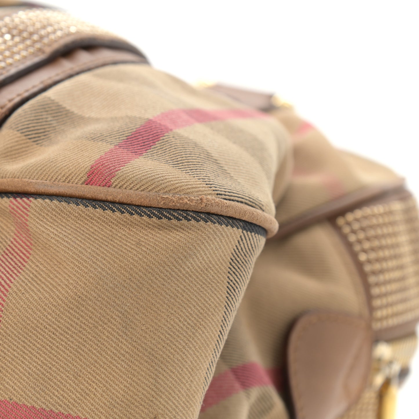House Check Studded Knight Satchel Brown