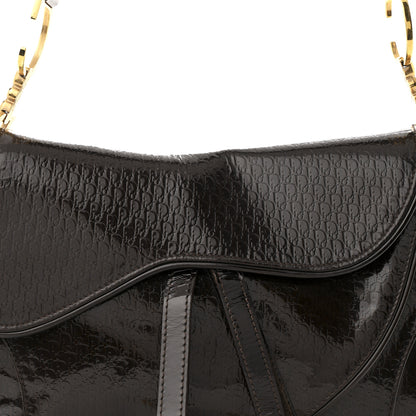 Christian Dior Patent Diorissimo Double Saddle Bag Dark Brown 8 of 11