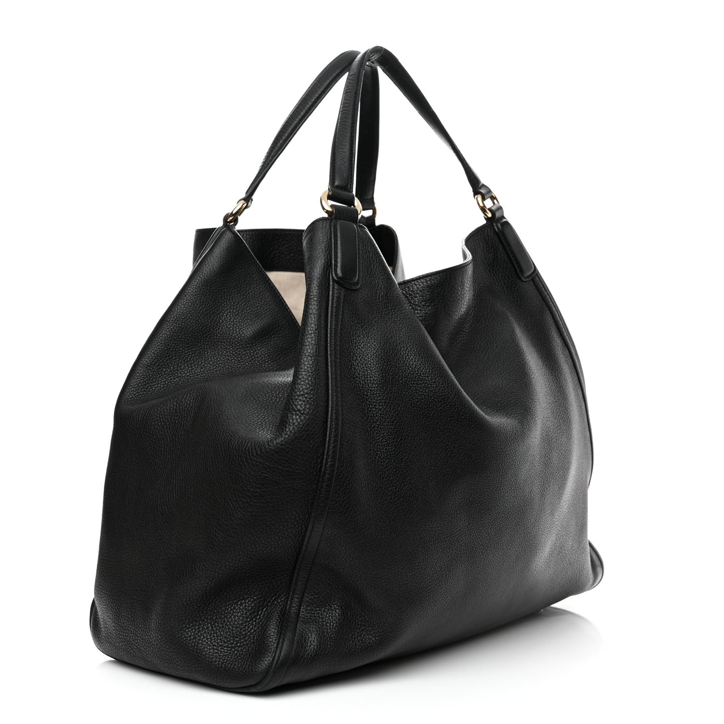Pebbled Calfskin Large Soho Shoulder Bag Black