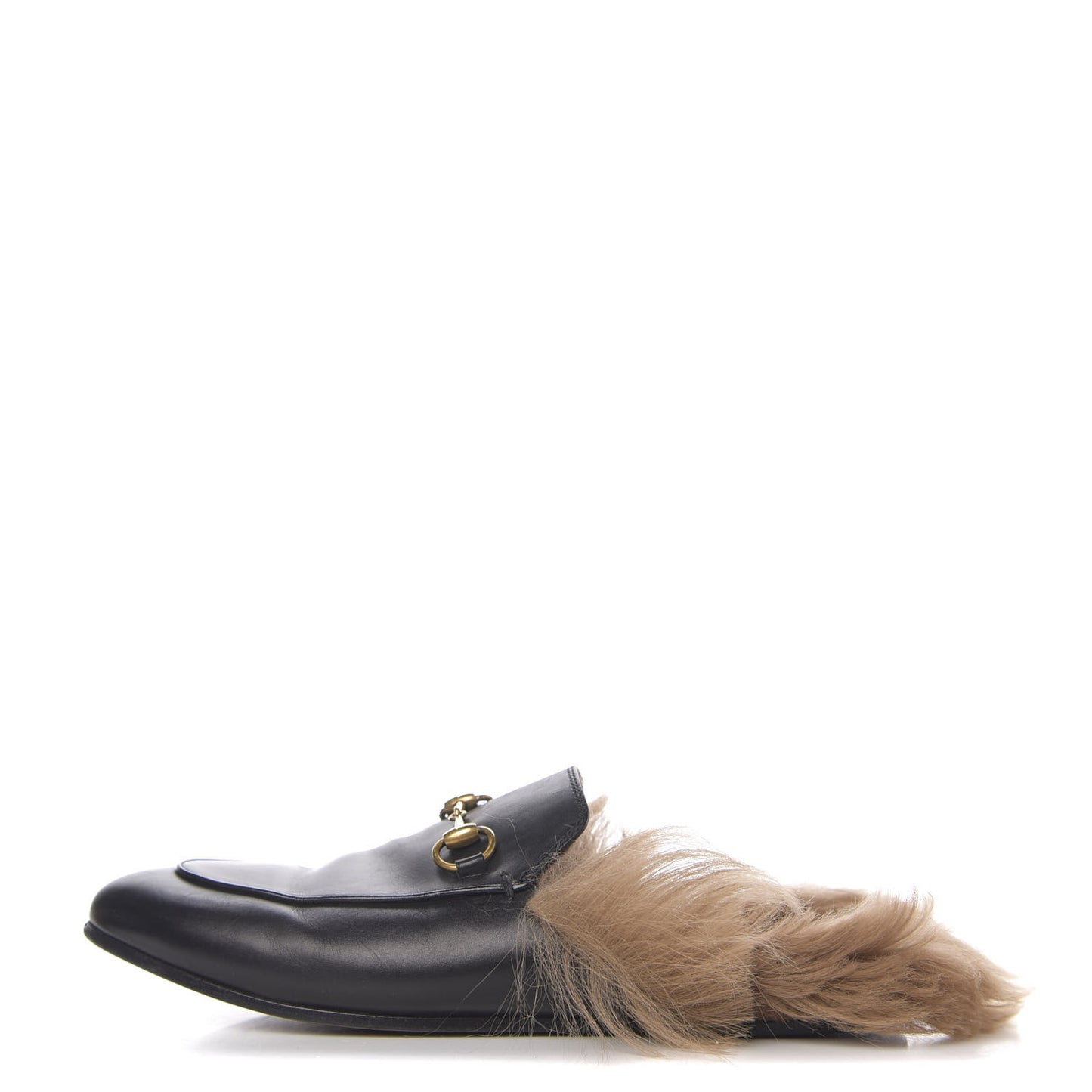 Calfskin Fur Womens Princetown Slippers 37.5 Black