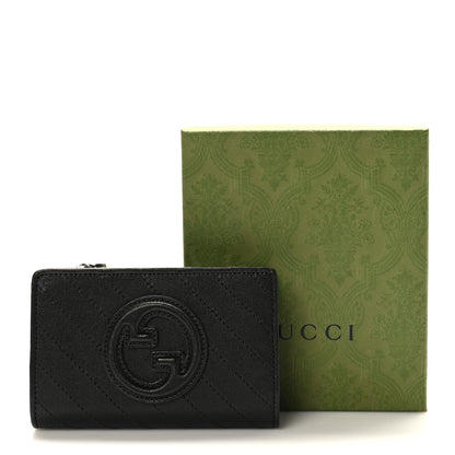 Gucci Sakai Be Green Calfskin Diagonal Stitched Blondie Travel Wallet Black 8 of 8