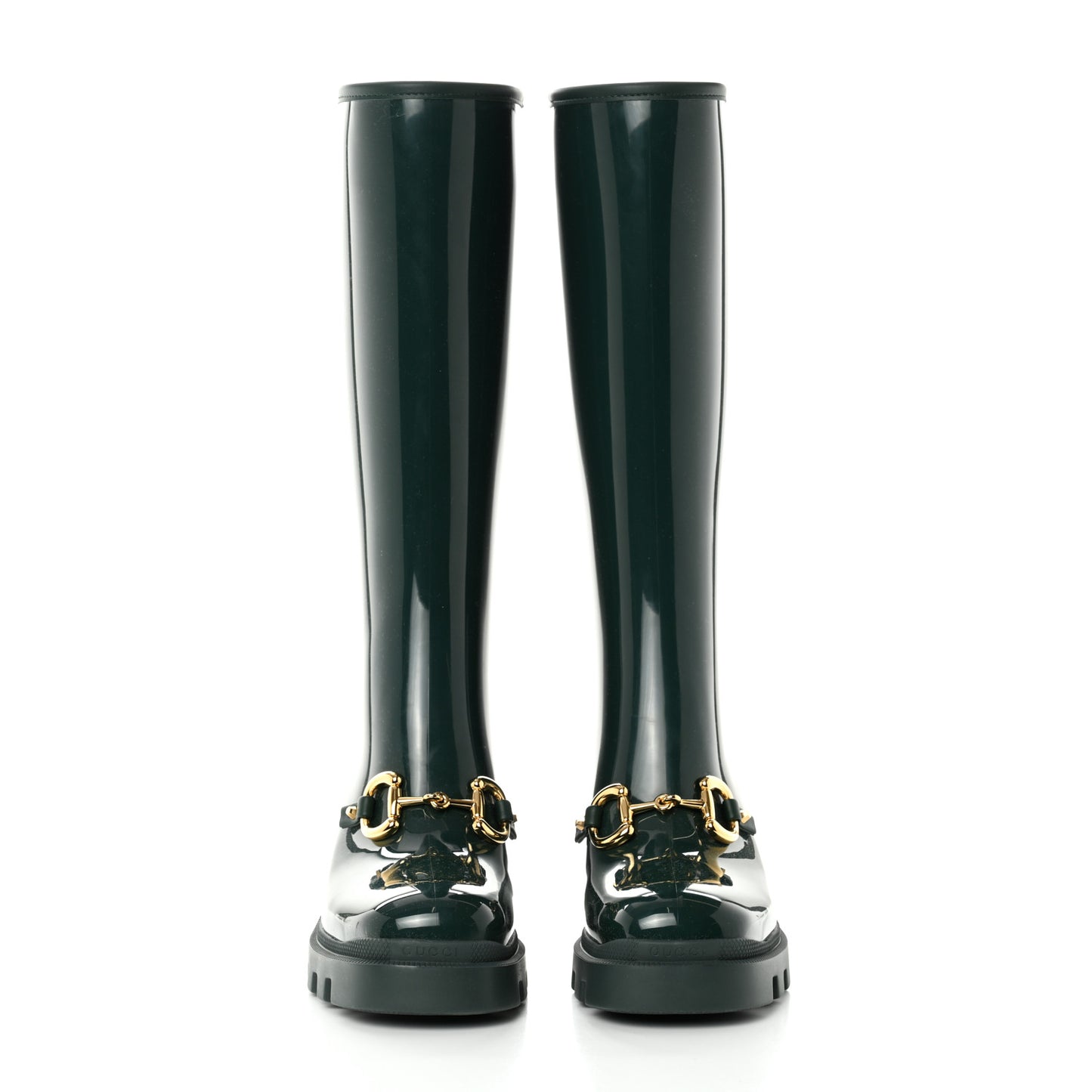 Rubber Horsebit Knee High Boots 38 Vintage Green