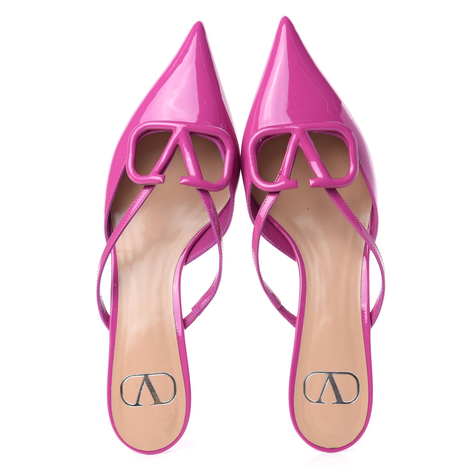 Valentino Garavani Patent Vlogo Low Heel Mules 37 Radiant Orchid 6 of 11