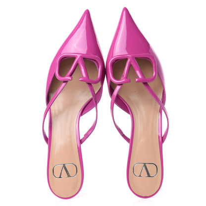 Valentino Garavani Patent Vlogo Low Heel Mules 37 Radiant Orchid 6 of 11