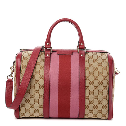 Gucci Monogram Vintage Web Medium Boston Red 1 of 10