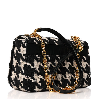 Christian Dior Technical Canvas Macro Houndstooth Medium Caro Bag Black White 3 of 10