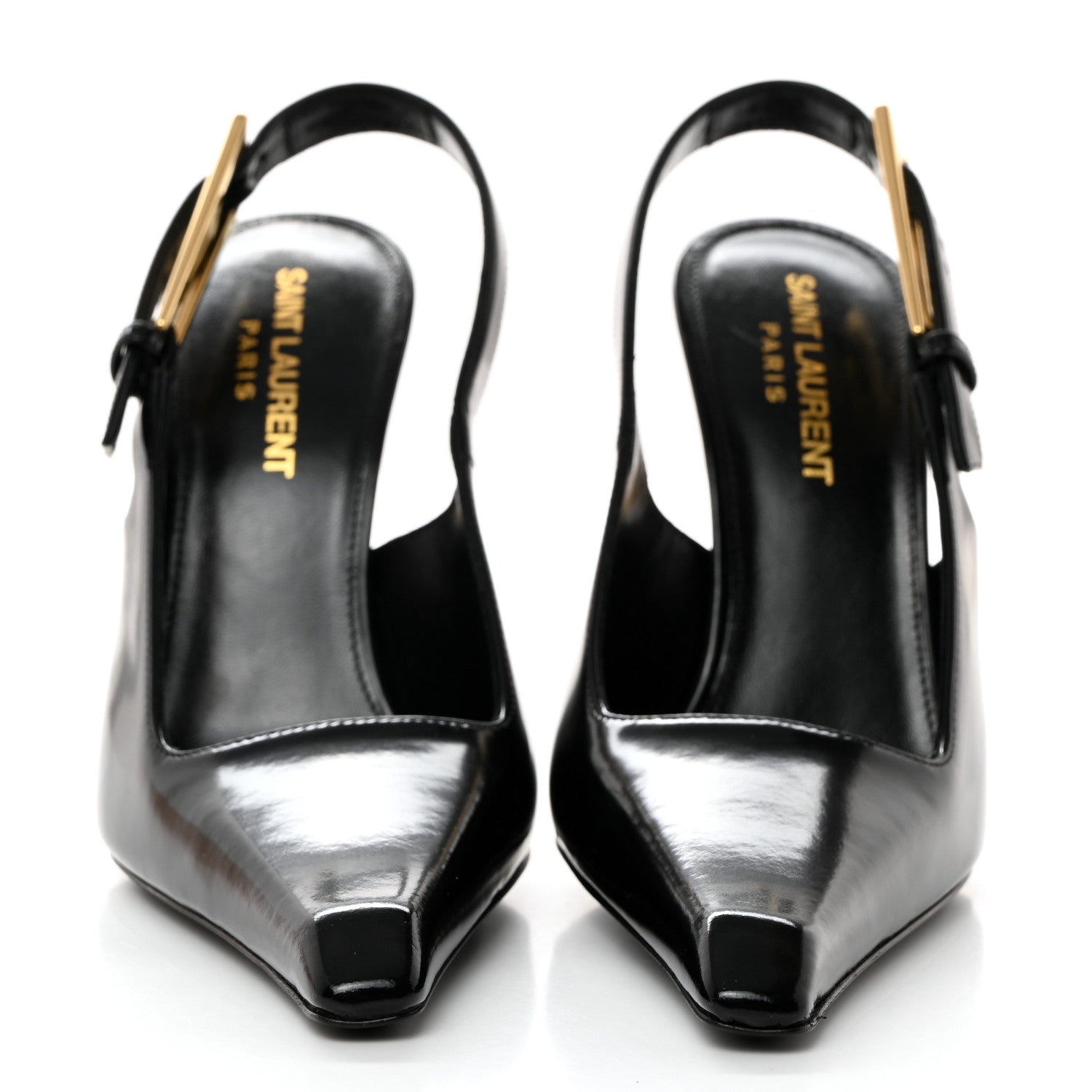 Saint Laurent Glazed Calfskin Lee Slingback Pumps 35 Black 2 of 8
