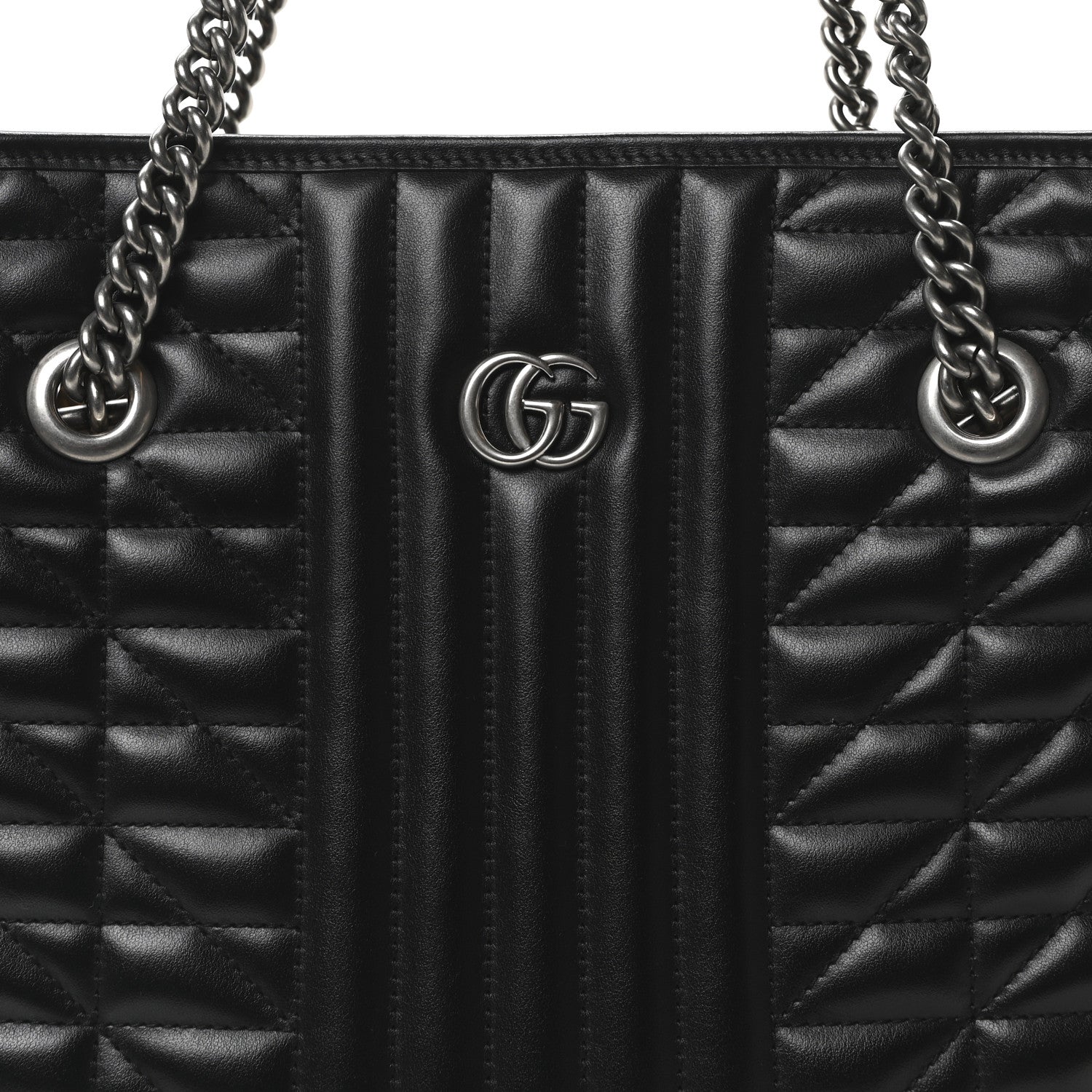 Gucci Calfskin Matelasse Aria Medium GG Marmont Shoulder Tote Black 8 of 10