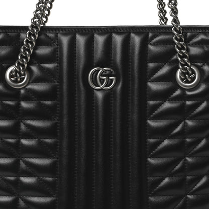 Gucci Calfskin Matelasse Aria Medium GG Marmont Shoulder Tote Black 8 of 10