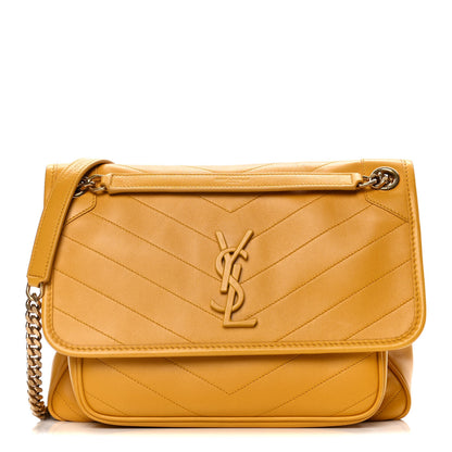 Saint Laurent Lambskin Matelasse Monogram Medium Niki Chain Satchel Yellow 1 of 17