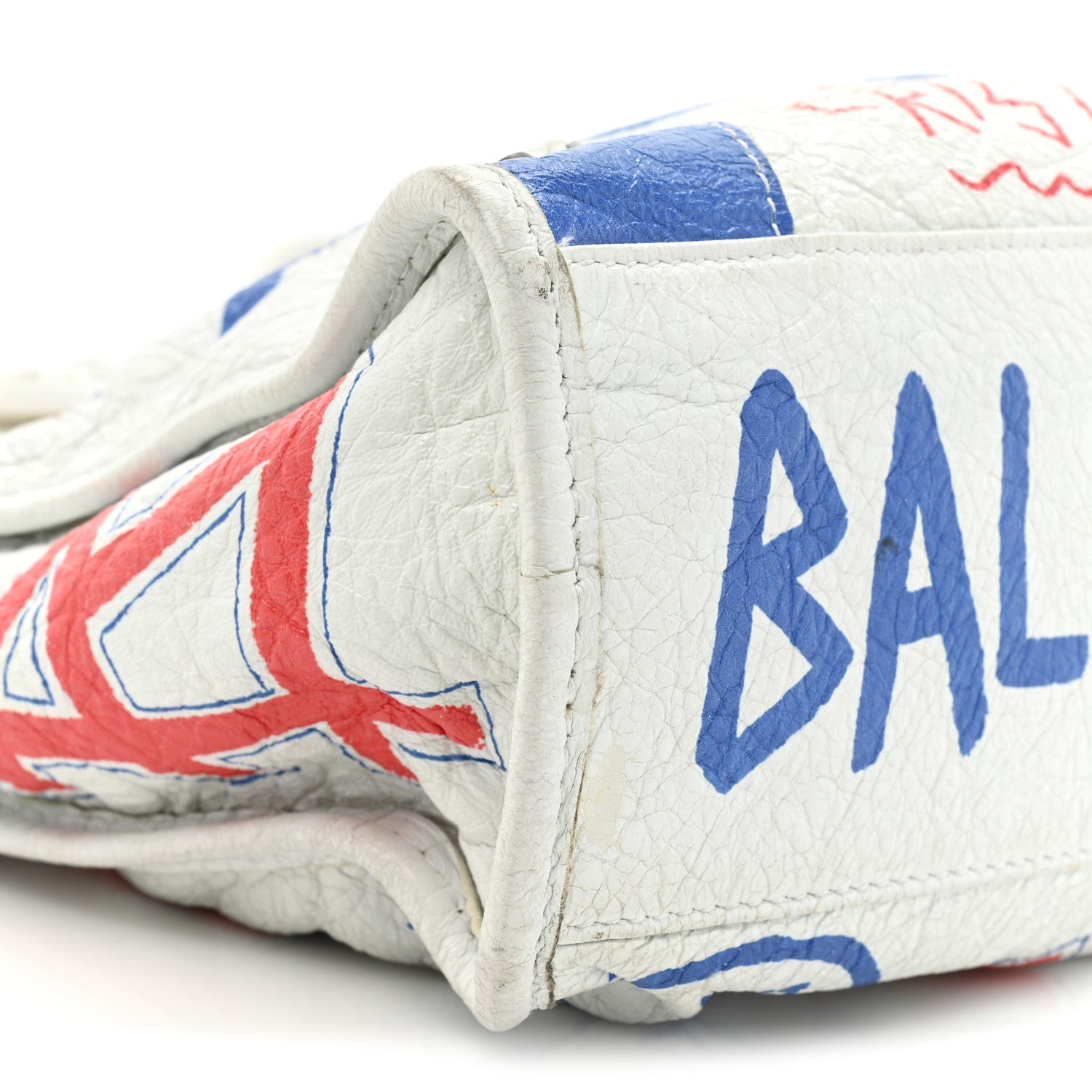 Balenciaga Agneau Graffiti All Over Classic Hardware S City White Bleu Rouge 10 of 16