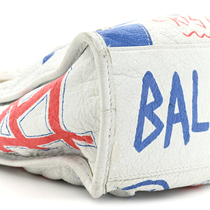 Balenciaga Agneau Graffiti All Over Classic Hardware S City White Bleu Rouge 10 of 16