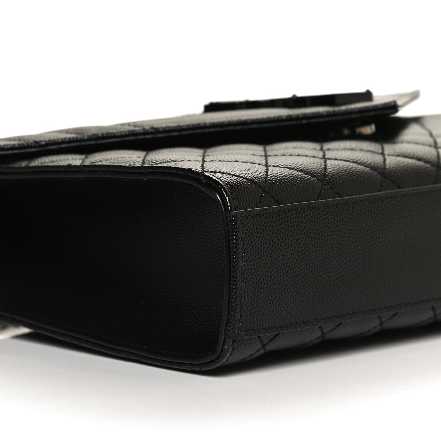 Saint Laurent Grain De Poudre Textured Mixed Matelasse Triquilt Medium Monogram Satchel Black 9 of 12