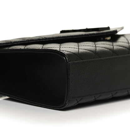 Saint Laurent Grain De Poudre Textured Mixed Matelasse Triquilt Medium Monogram Satchel Black 9 of 12