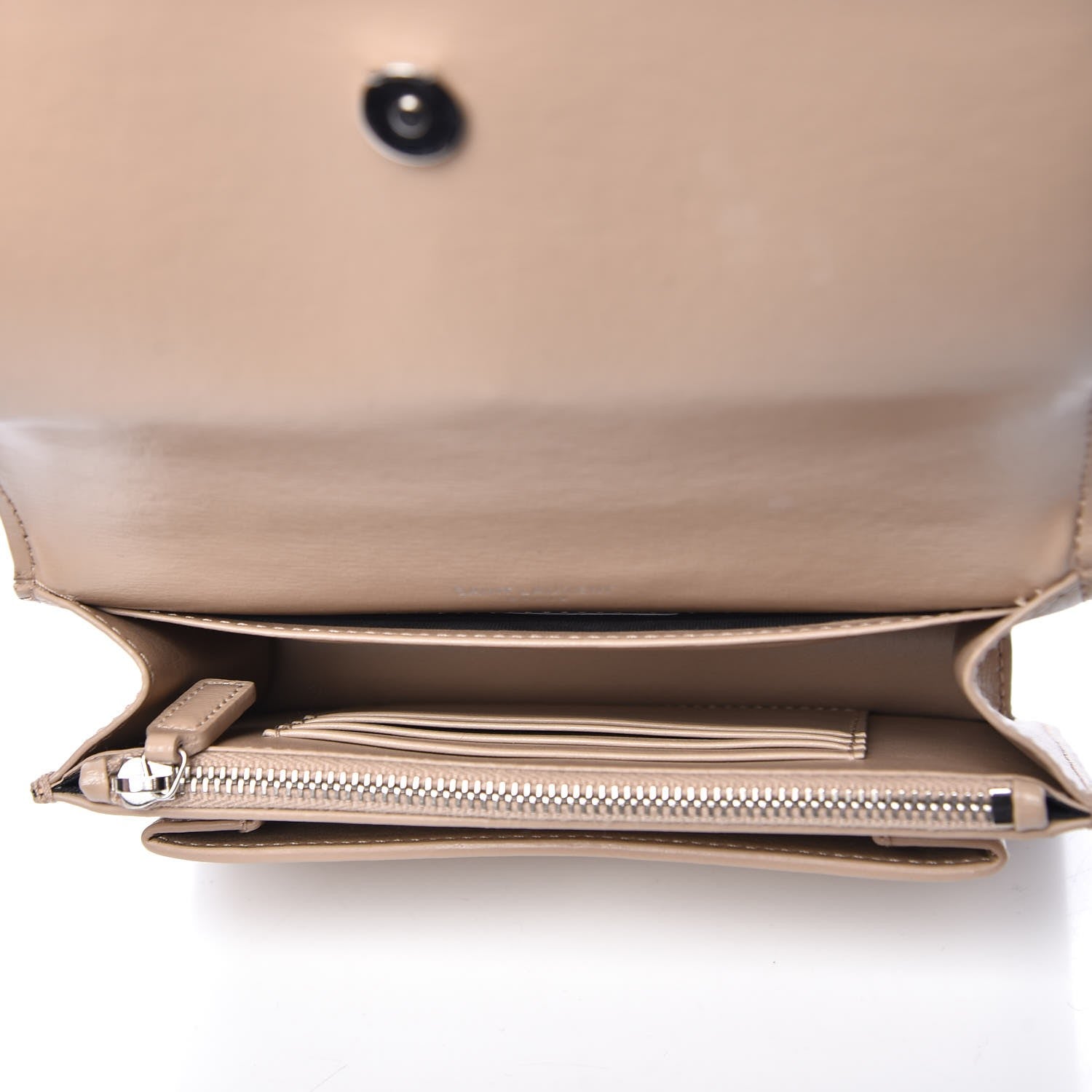 Saint Laurent Calfskin Monogram Sunset Chain Wallet Dark Beige 5 of 9