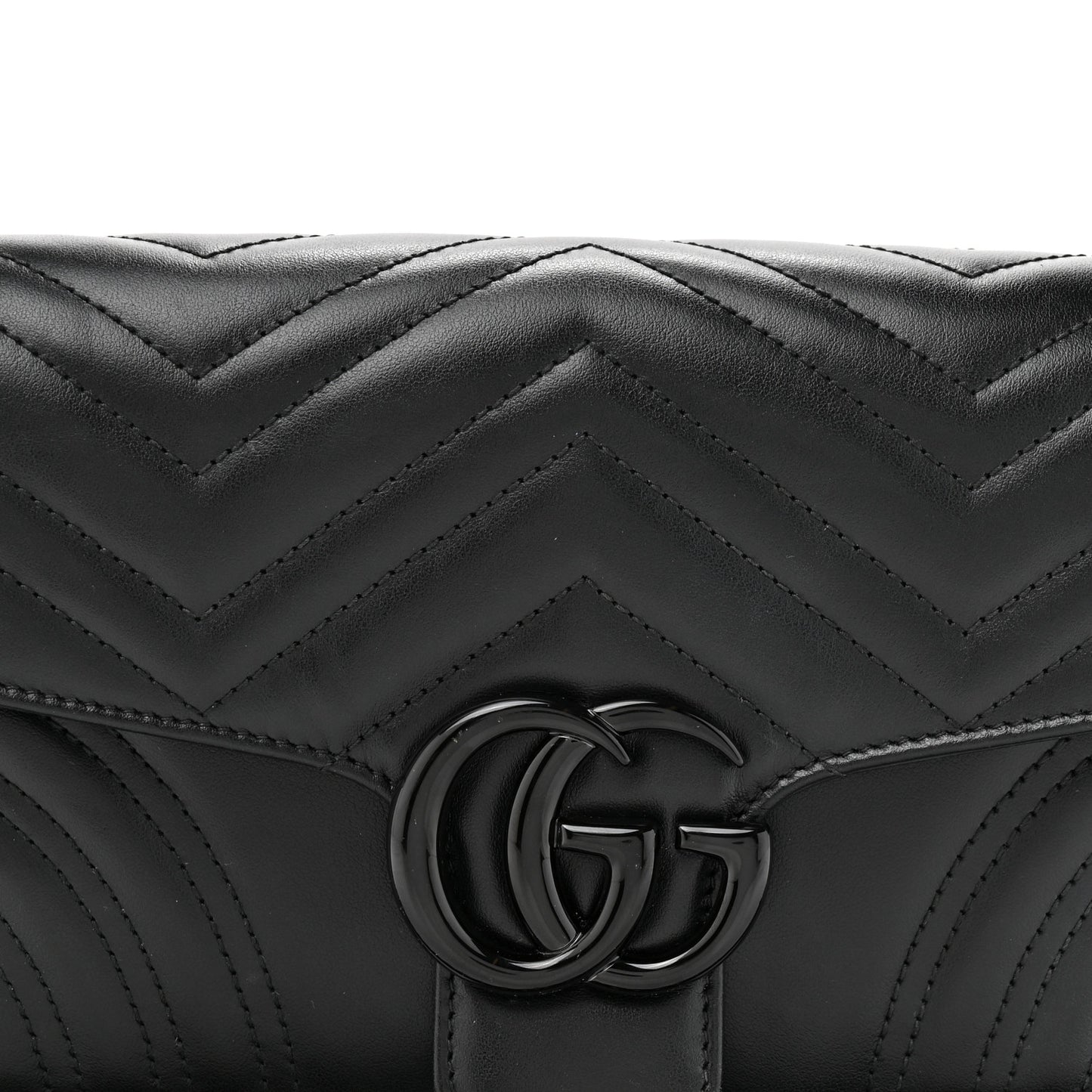 Calfskin Matelasse Monochrome GG Marmont Crossbody Shoulder Bag Black