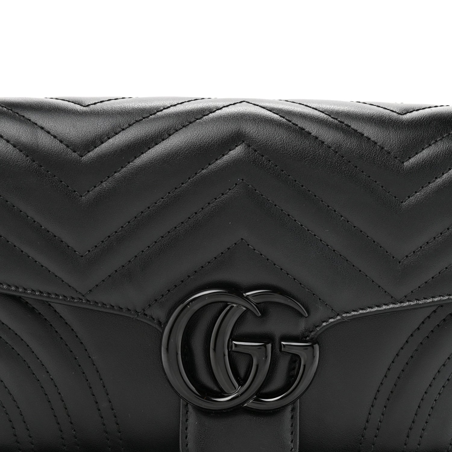 Gucci Calfskin Matelasse Monochrome GG Marmont Crossbody Shoulder Bag Black 9 of 15