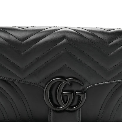 Gucci Calfskin Matelasse Monochrome GG Marmont Crossbody Shoulder Bag Black 9 of 15