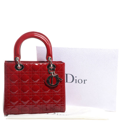 Christian Dior Patent Cannage Medium Lady Dior Red 5 of 12