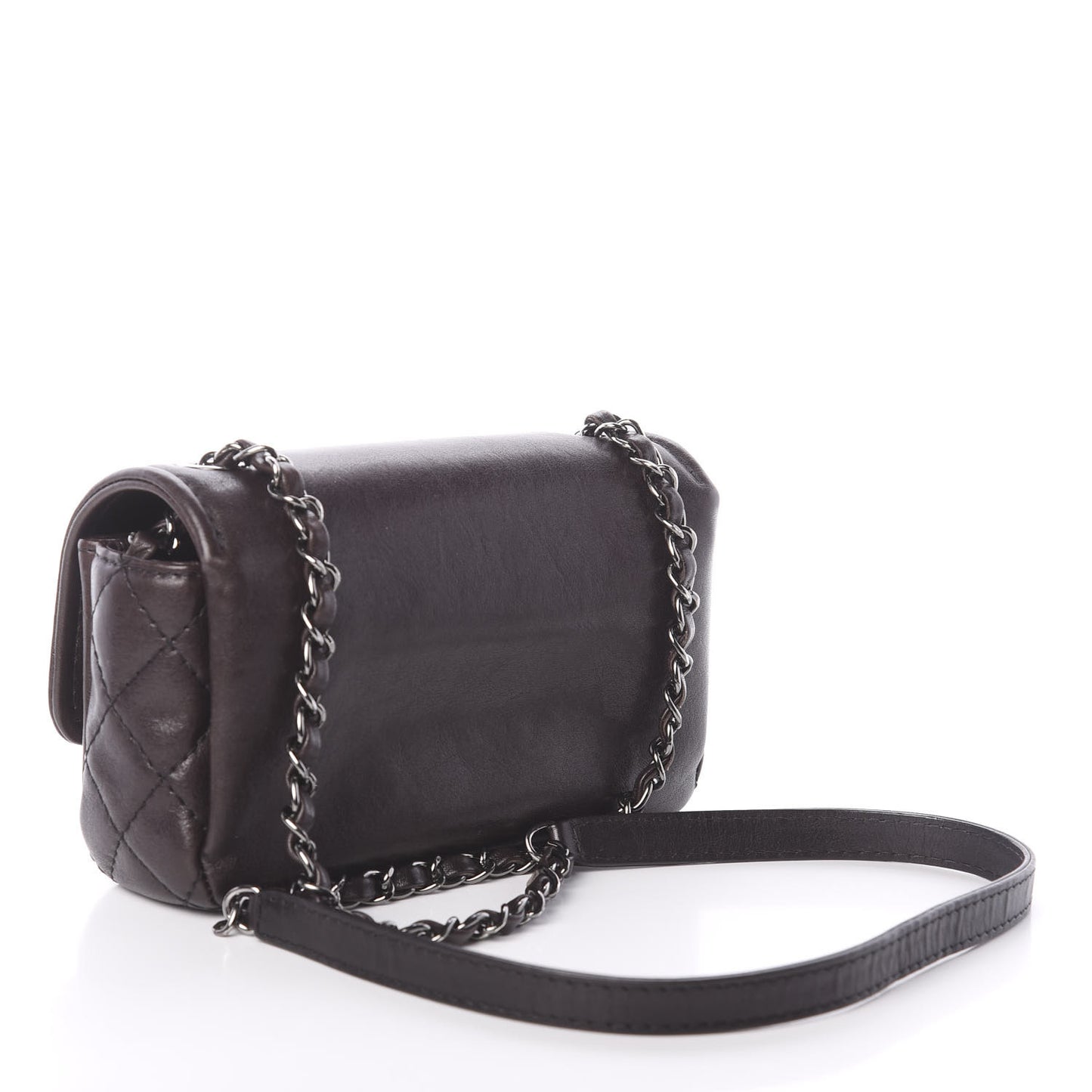 Calfskin Mini Flap Bag Dark Brown