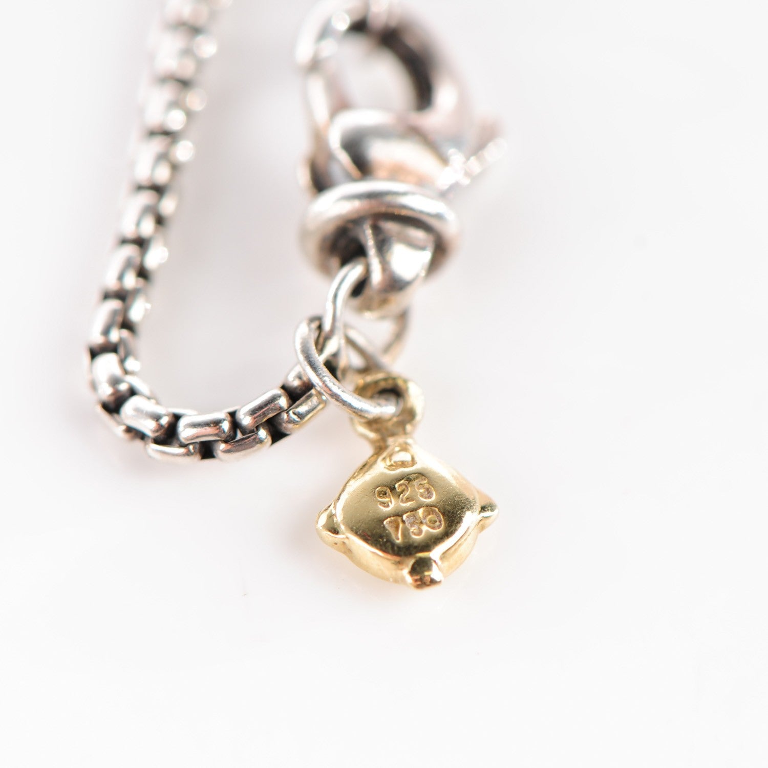 David Yurman Sterling Silver 18K Yellow Gold Pearl 10mm Box Chain Necklace 4 of 4