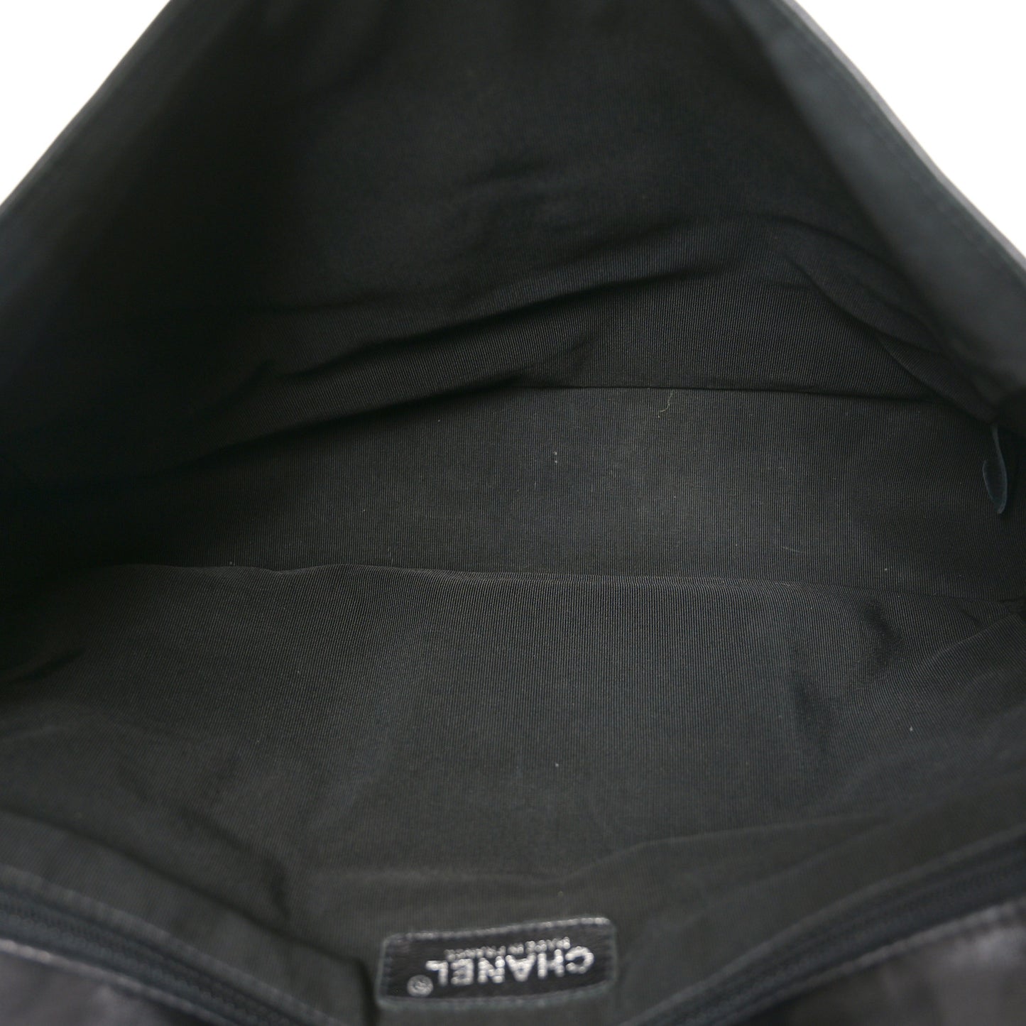 Lambskin Horizontal Quilt Jumbo Mademoiselle Flap Black
