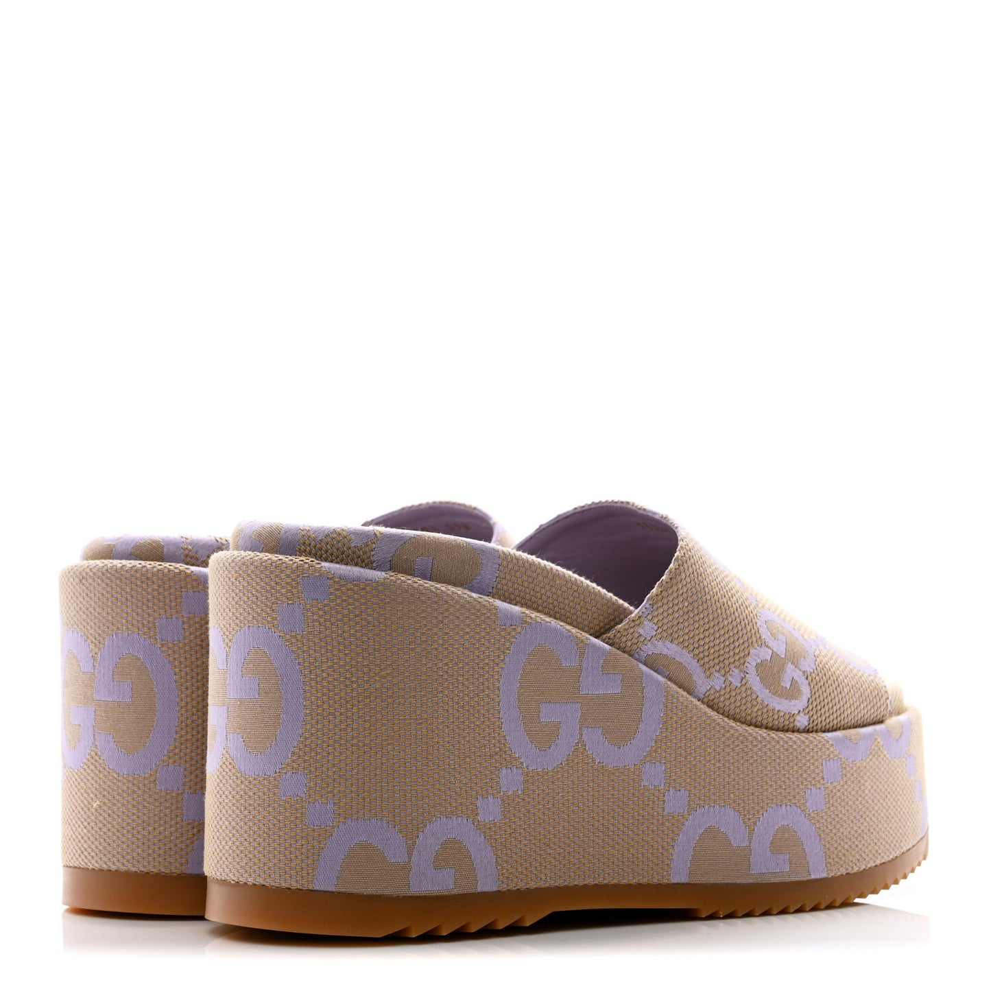 Monogram Jumbo GG Platform Slide Wedge Sandals 39.5 Beige Lapis