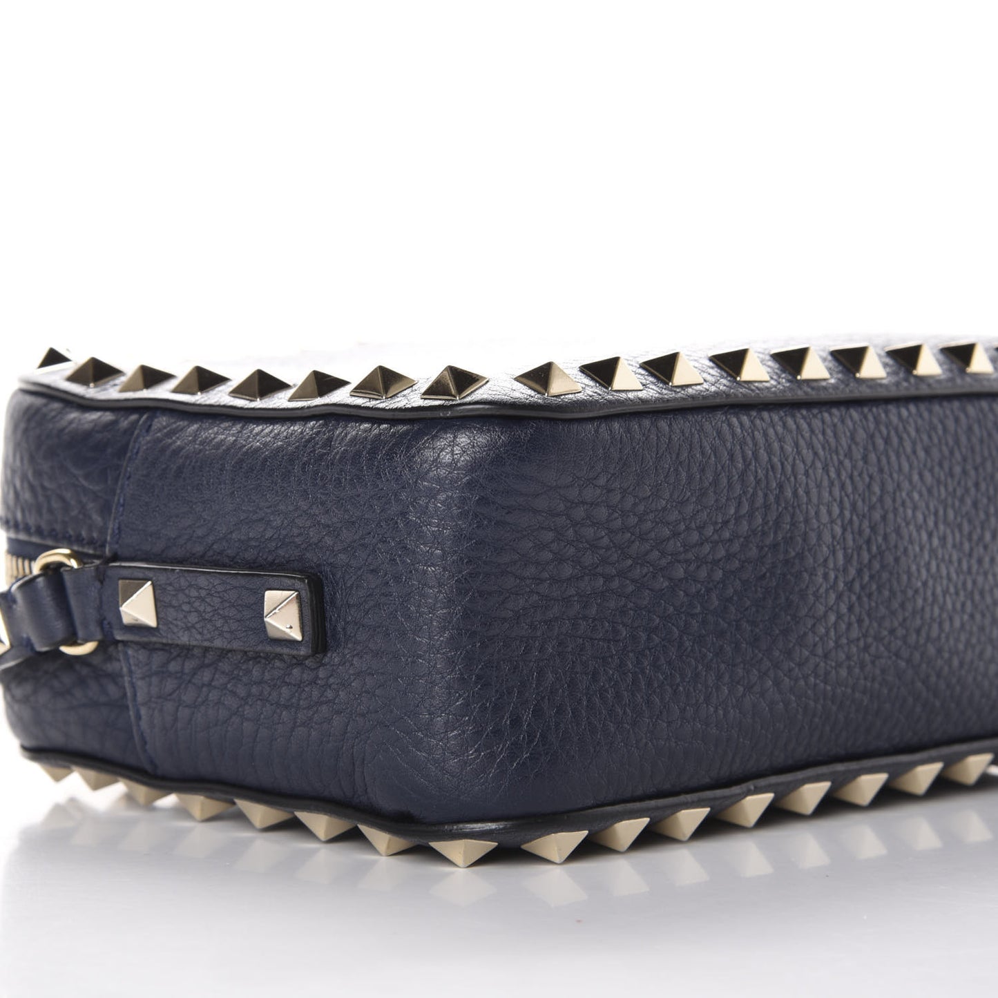 Pebbled Calfskin Rockstud Camera Crossbody Bag Marine