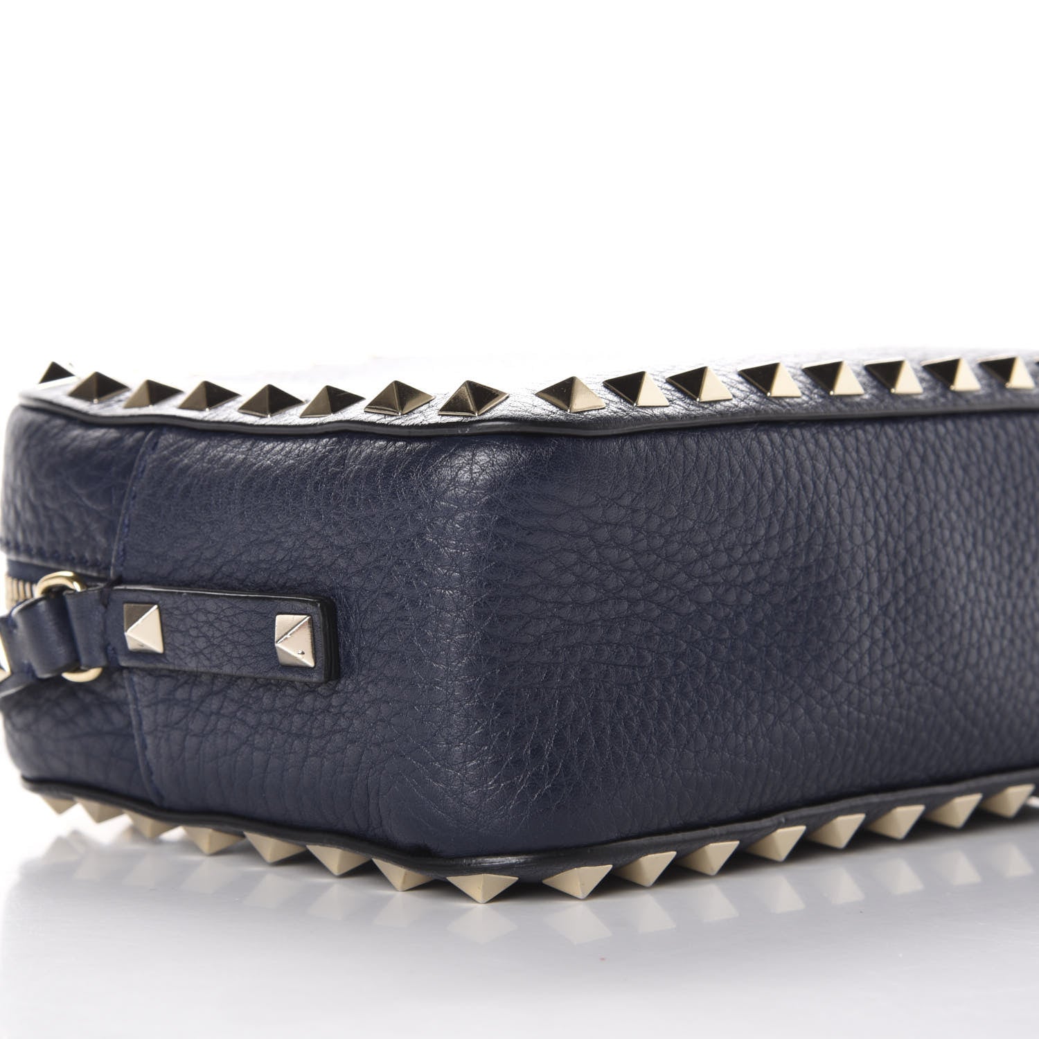 Valentino Garavani Pebbled Calfskin Rockstud Camera Crossbody Bag Marine 7 of 9
