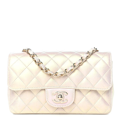 Chanel Iridescent Lambskin Quilted Mini Rectangular Flap Ivory 1 of 9