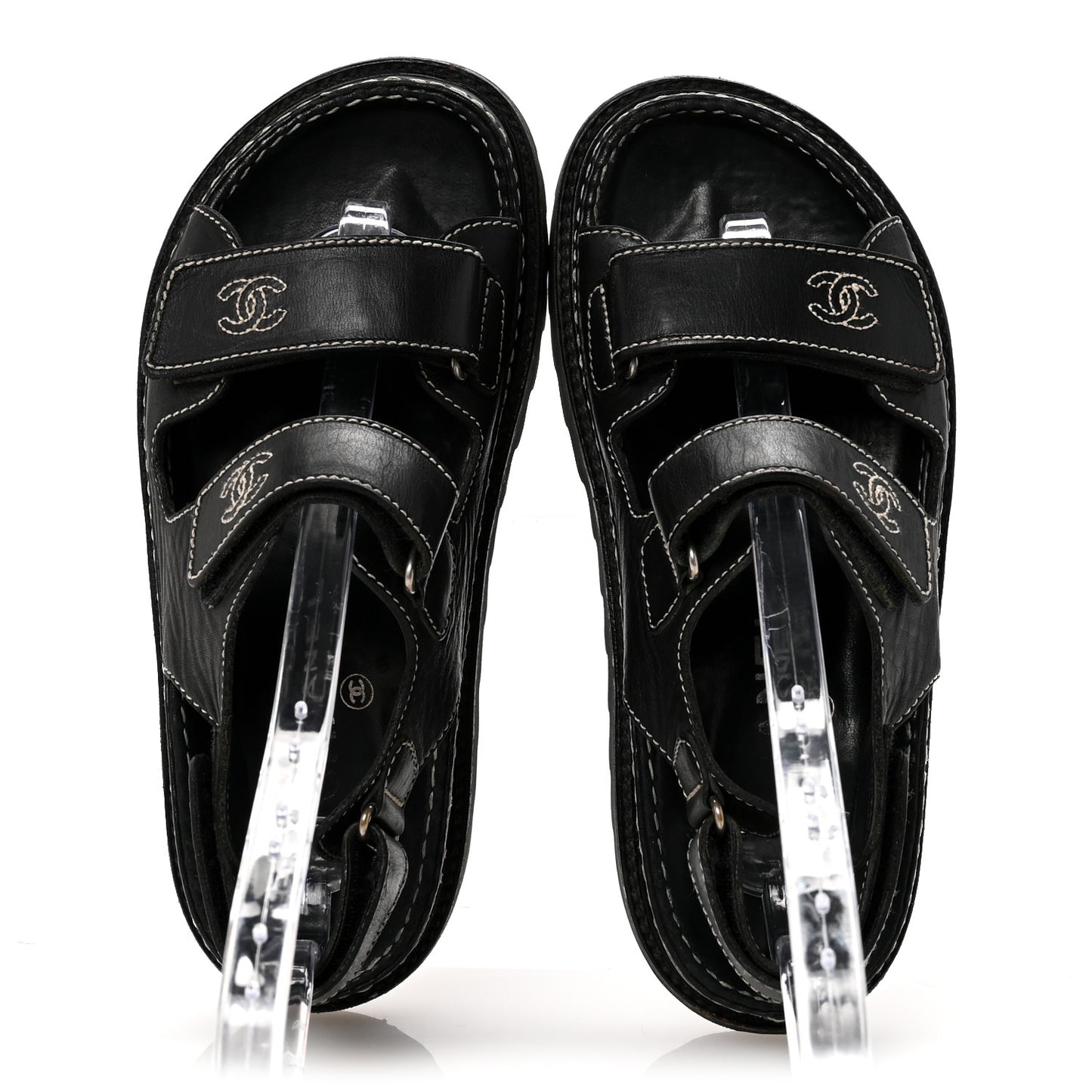 Calfskin Velcro Dad Sandals 35 Black