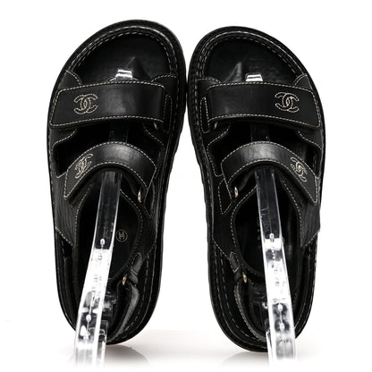 Chanel Calfskin Velcro Dad Sandals 35 Black 2 of 7