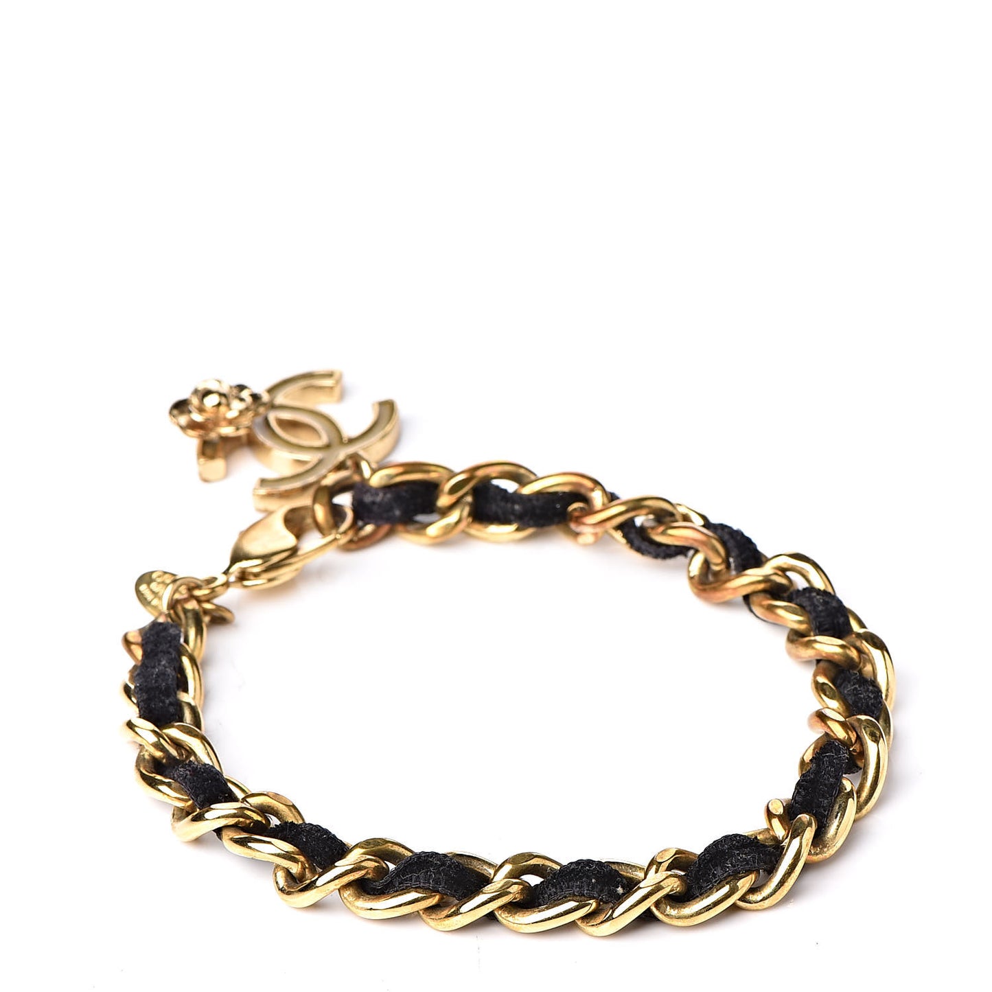 Lambskin Chain CC Camellia Bracelet Black Gold