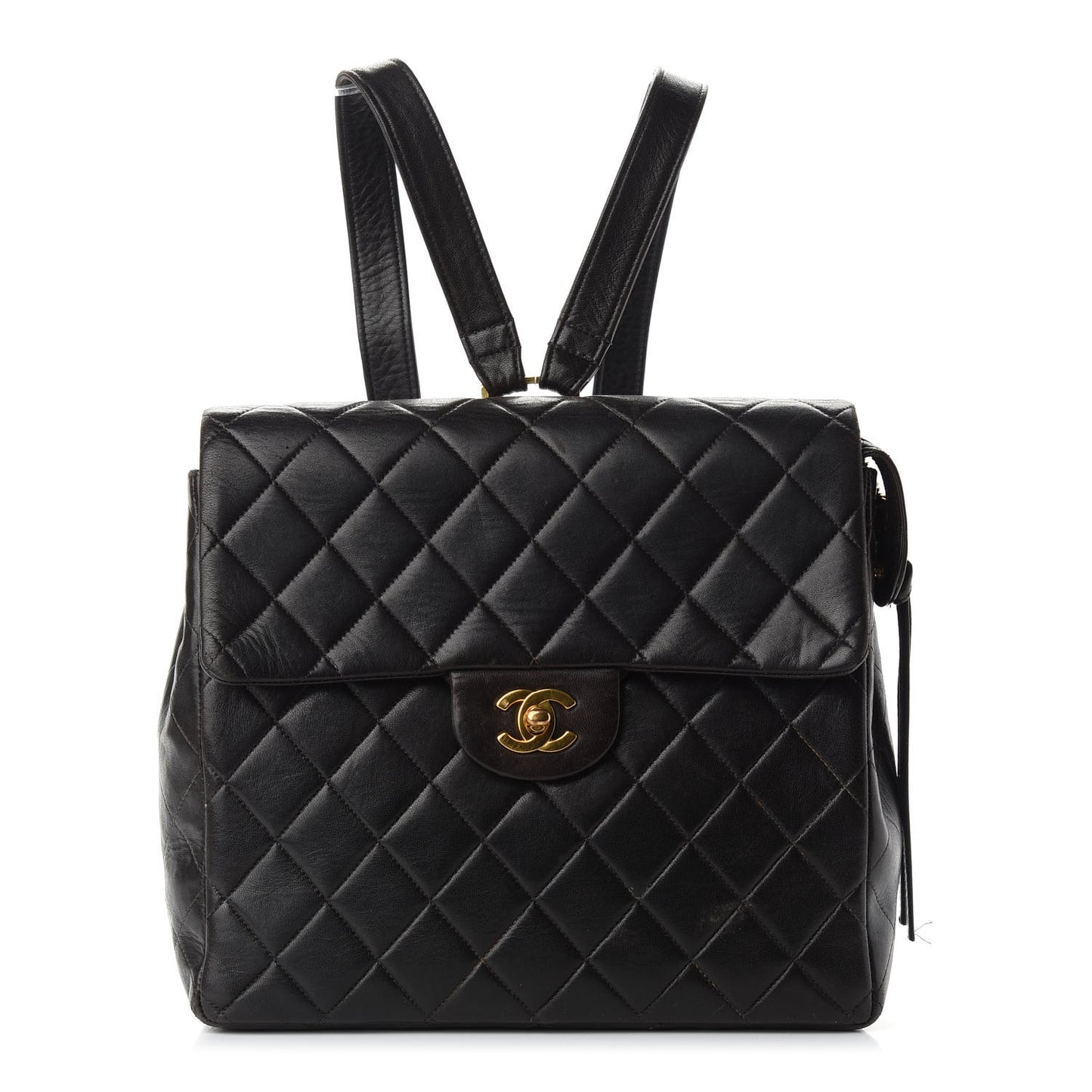 Lambskin Quilted Backpack Brown