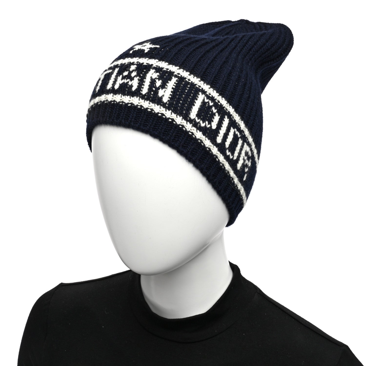 Christian Dior Wool Cashmere Star Beanie Blue Marine 2 of 5