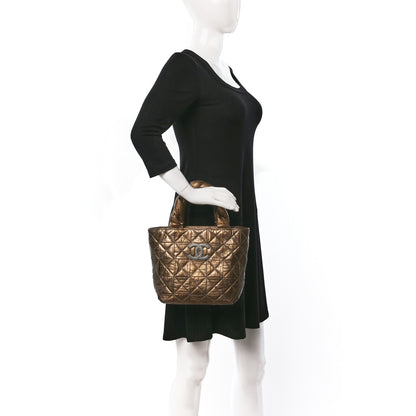 Chanel Metallic Aged Calfskin Quilted Small Origami Tote Bronze 2 of 9
