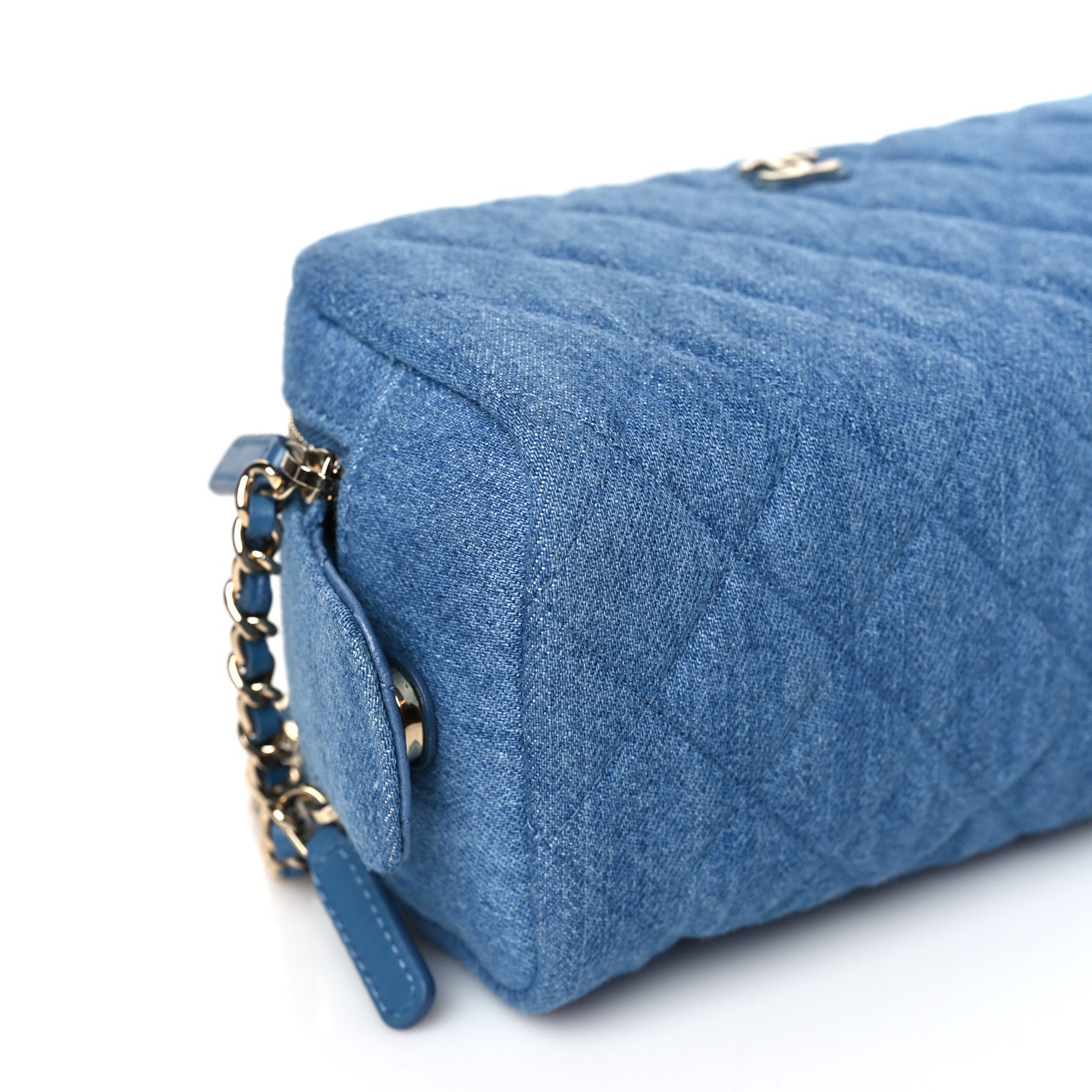 Chanel Denim Quilted Toiletry Case Blue 8 of 9