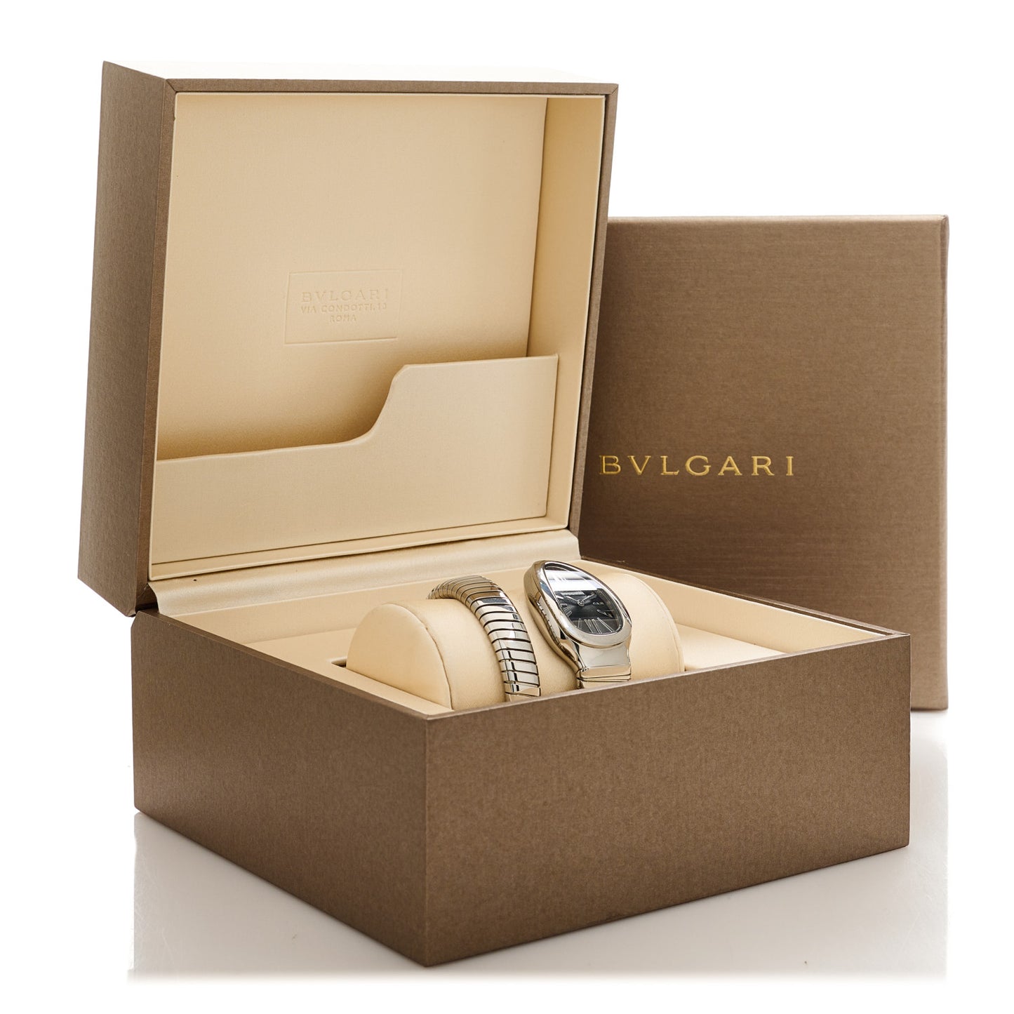 Stainless Steel 35mm Serpenti Tubogas Quartz Watch Black