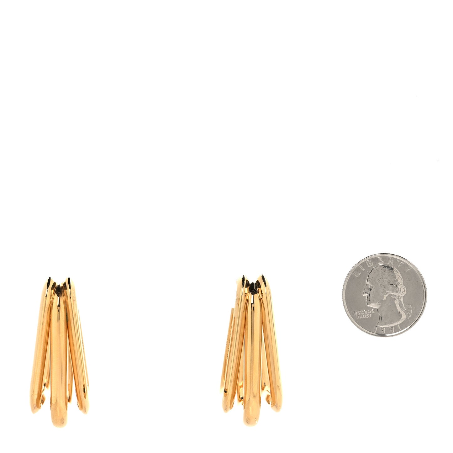 Metal Square Triple Hoop Earrings Gold