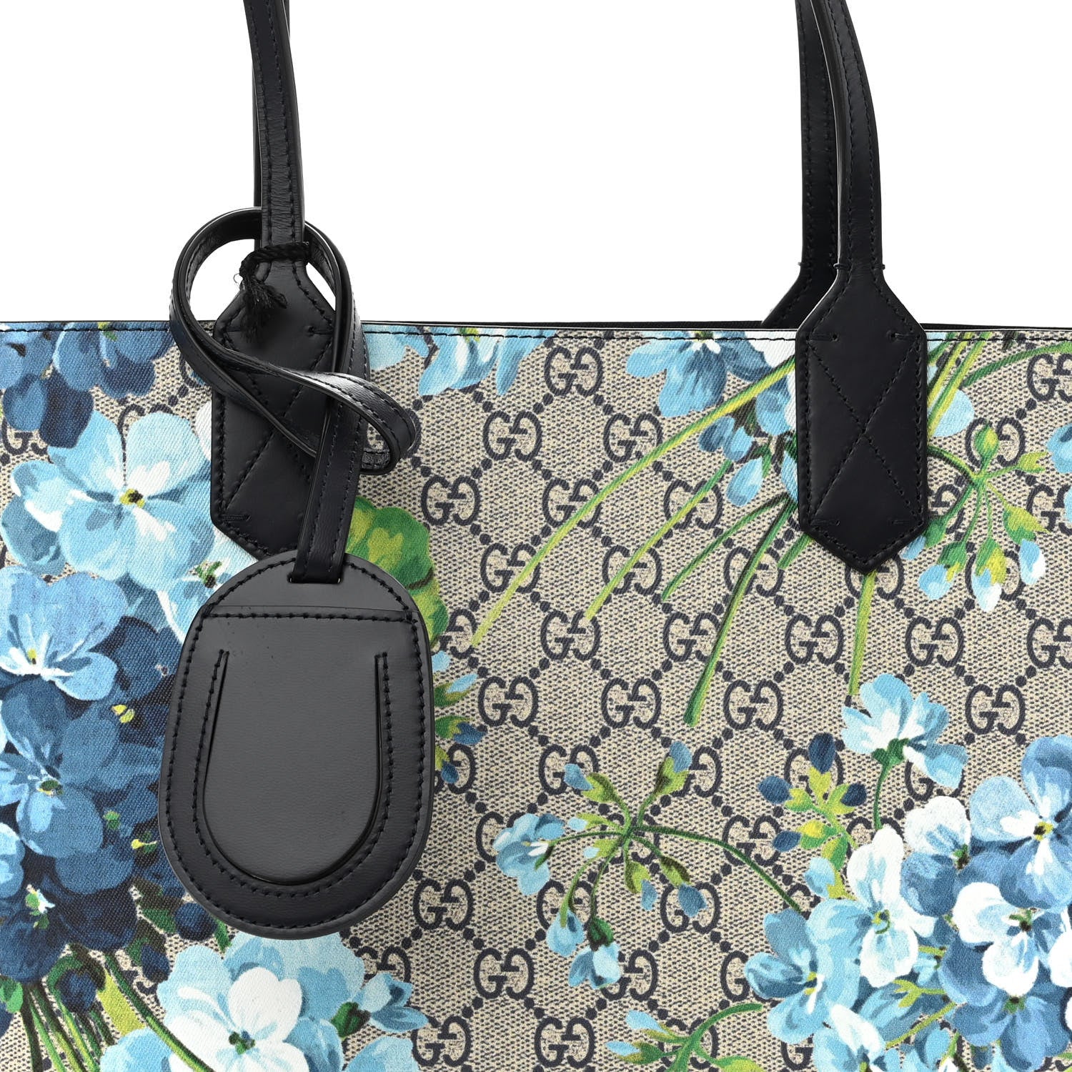 Gucci GG Supreme Monogram Blooms Small Reversible Tote Beige Blue Navy 8 of 14