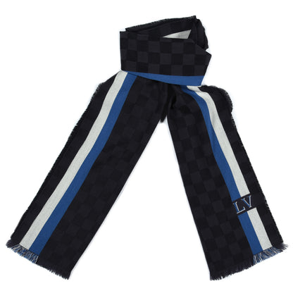 Louis Vuitton Wool Damier Messager Scarf Black Grey 1 of 4