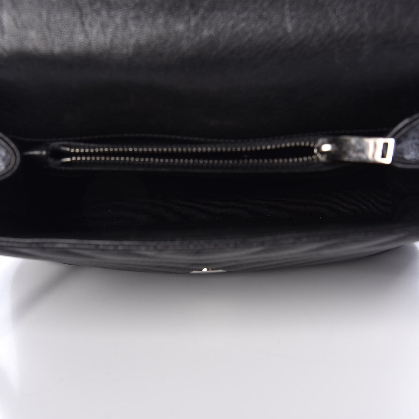 Sheepskin Matelasse Chevron Monogram Medium College Bag Black