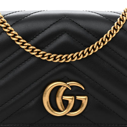 Gucci Calfskin Matelasse GG Marmont Mini Bag Black 10 of 18
