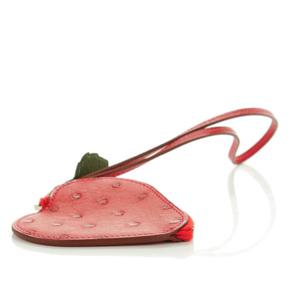 Hermes Ostrich Tutti Frutti Strawberry Coin Purse Charm Rouge Vif Canopee 4 of 8