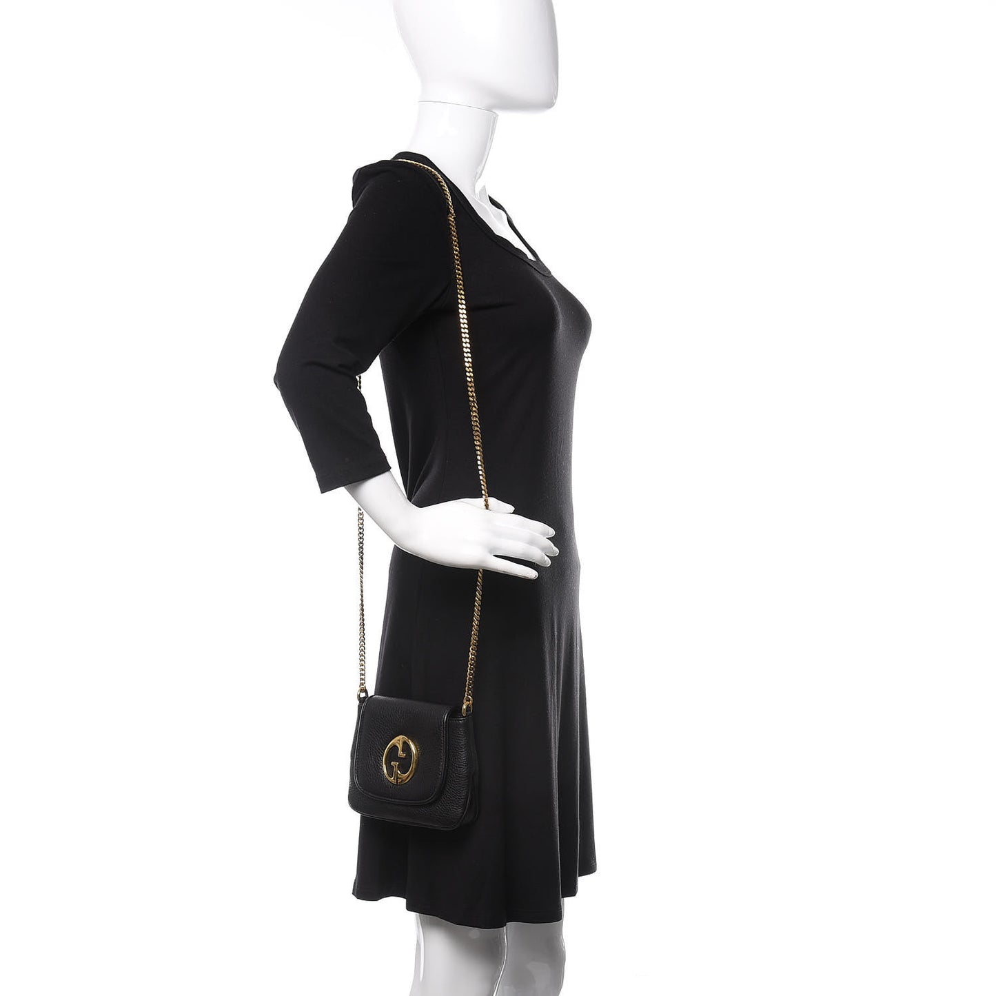 Pebbled Calfskin Small 1973 Chain Shoulder Bag Black