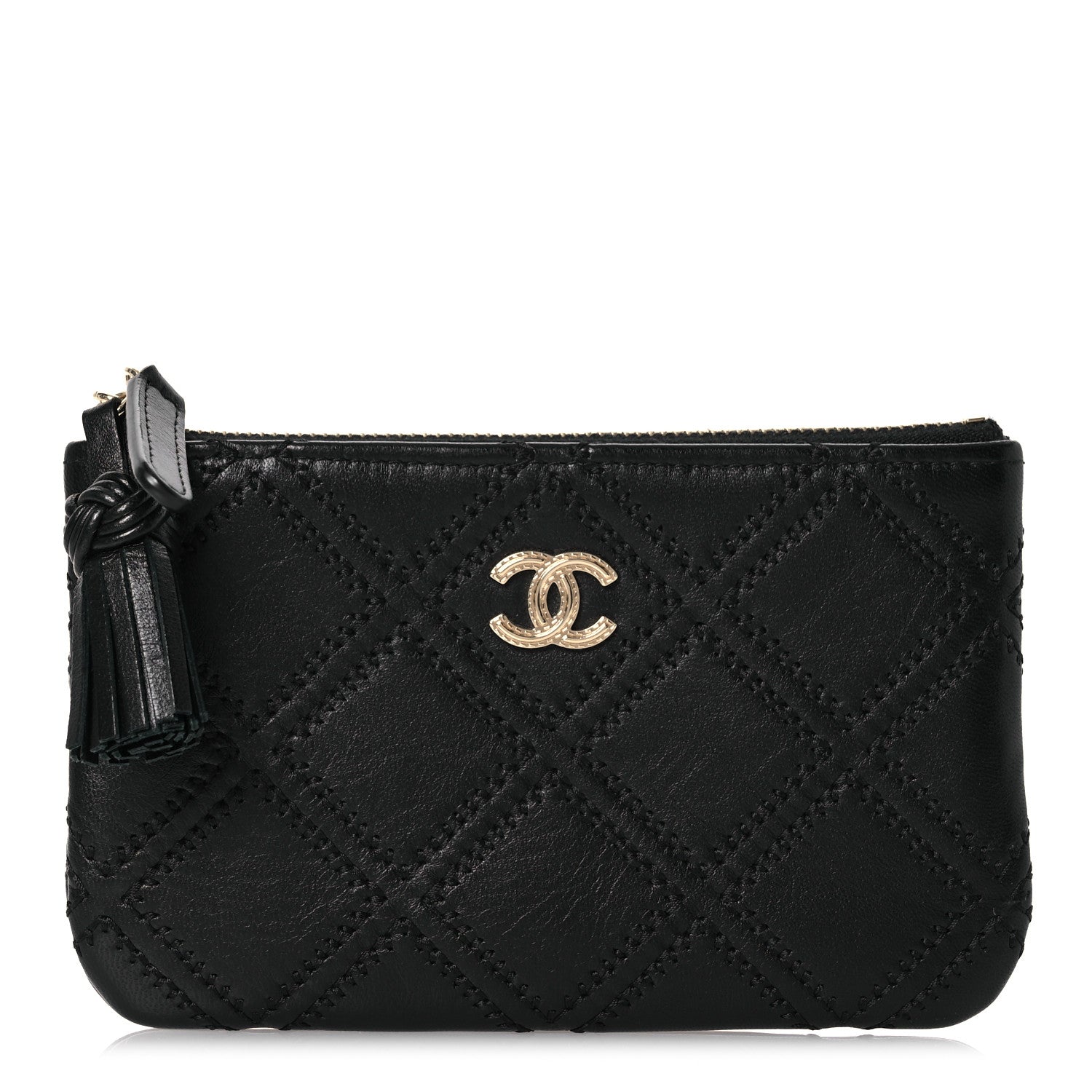 Chanel Lambskin Stitched Small Cosmetic Case Black 1 of 7
