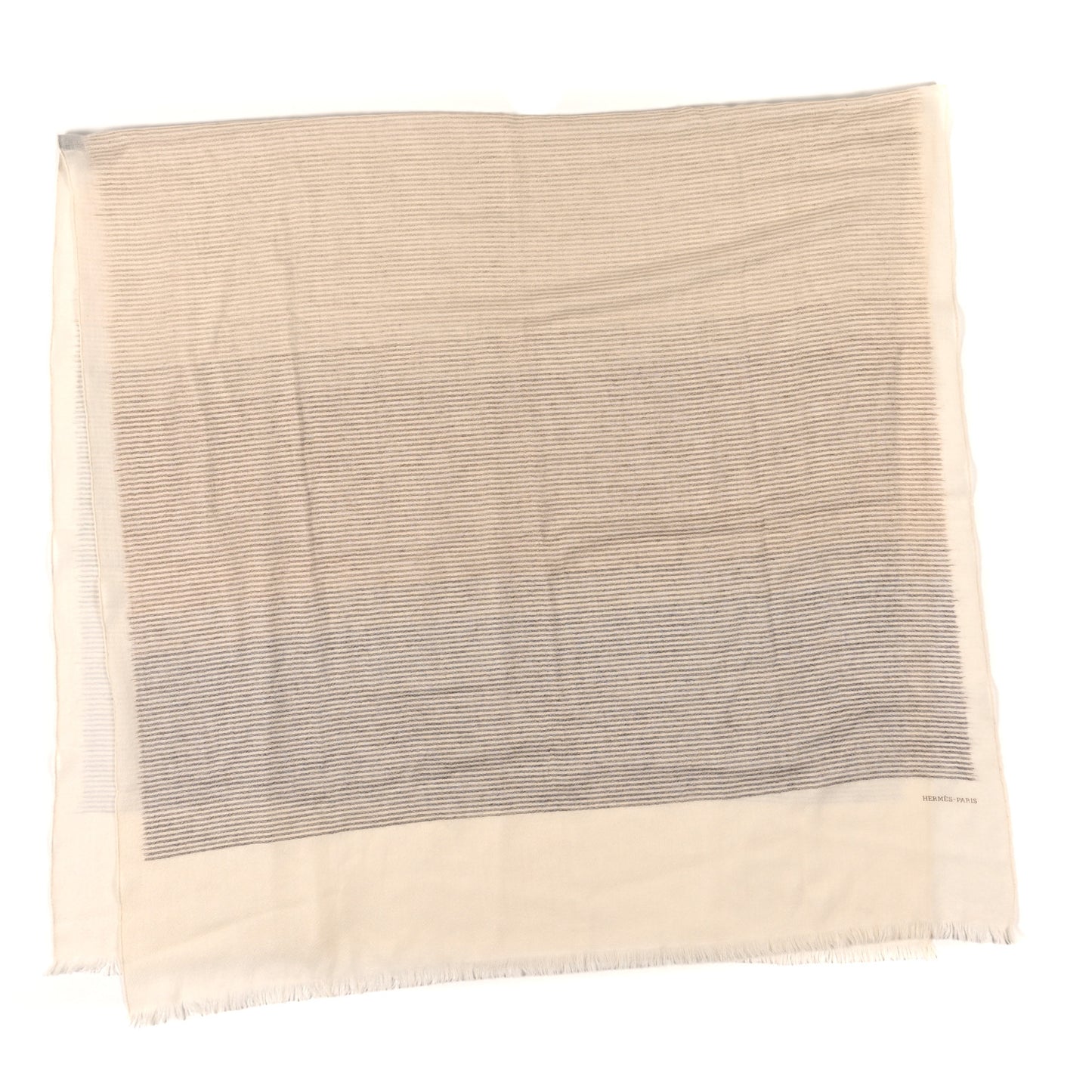 Cashmere Horizon Gradient Fringe Stole Ivory Gris