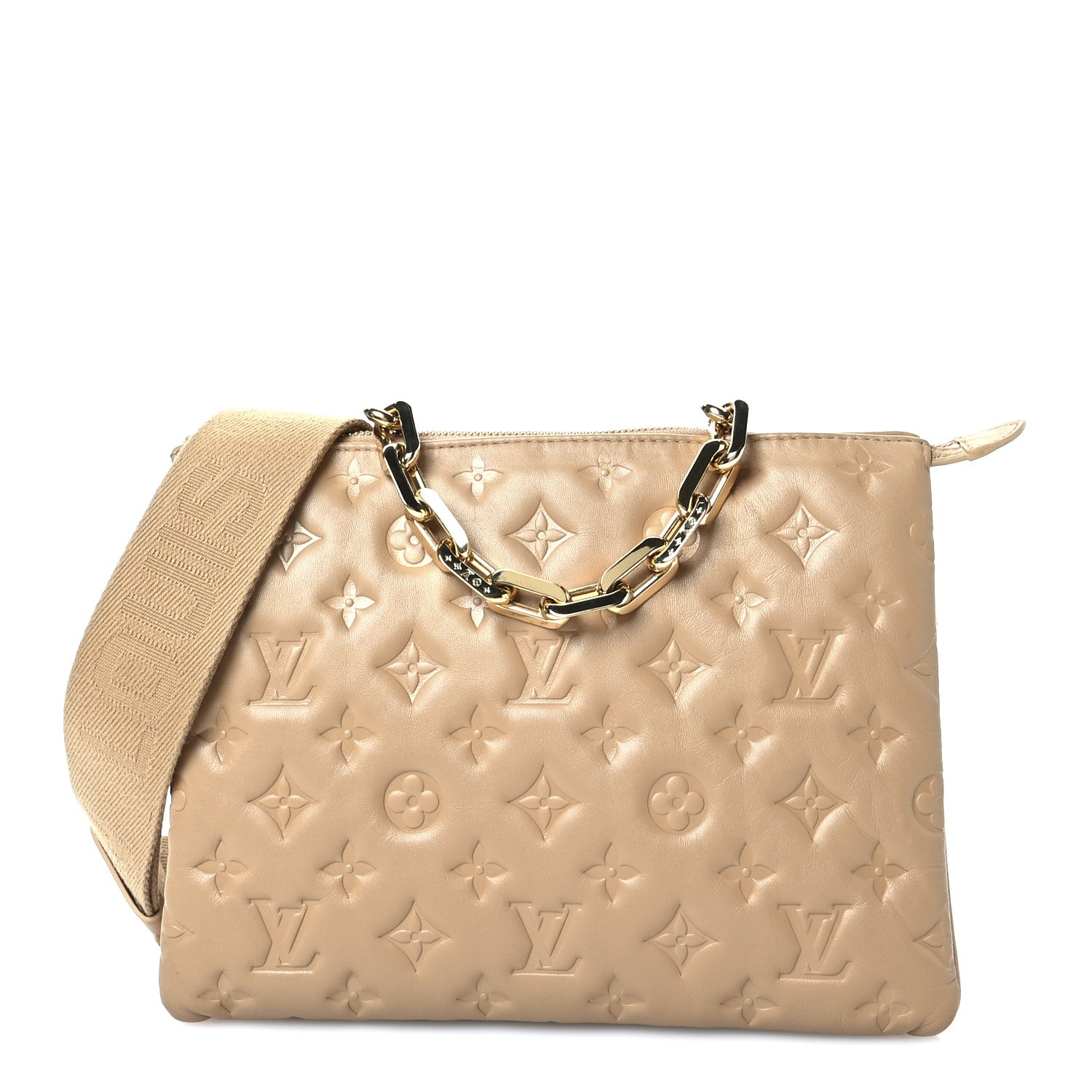 Louis Vuitton Lambskin Embossed Monogram Coussin PM Camel 1 of 9