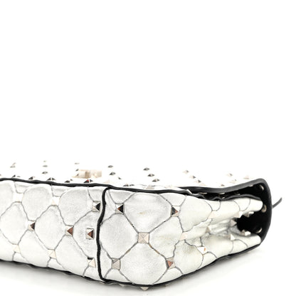 Valentino Garavani Metallic Nappa Small Rockstud Spike Shoulder Bag Silver 9 of 10