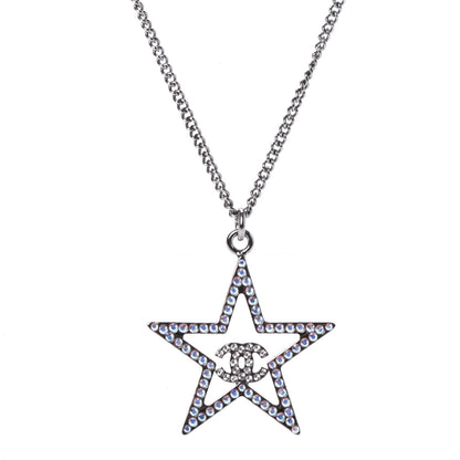 Chanel Ruthenium Crystal Star CC Necklace Iridescent Pink 3 of 6